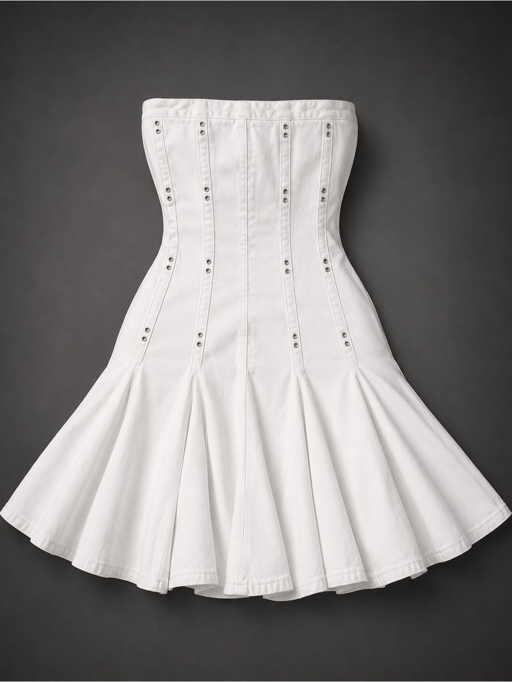 wild fable White Flared Skater dress with Button Trim - Picture 1 of 2